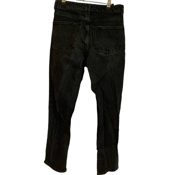 Zara Size 8 High Rise 28 Inseam Straight Leg Distressed Black Women Jean - Picture 2 of 8